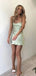 Sexy Green Spaghetti Strap Tight Open Back Popular Cheap Short Homecoming Dresses, EPT312