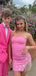 Sexy Pink Strapless Tight Unique Popular Cheap Short Homecoming Dresses, EPT313