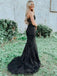Elegant Black Sweetheart Mermaid Side Slit Lace Party Prom Dresses,Evening Dress Online, WGP825