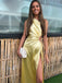 Elegant Yellow One Shoulder Mermaid Side Slit Party Prom Dresses,Evening Dress Online, WGP833
