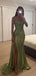 Sexy Green Spaghetti Strap Sleeveless Mermaid Side Slit Long Prom Dress Ideas, Evening Party Dresses,WGP1859