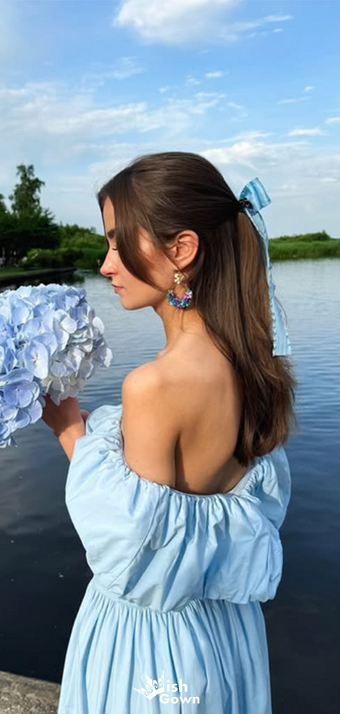 Elegant Off-shoulder A-line Long Prom Dress Ideas, Evening Party Dresses,WGP1204