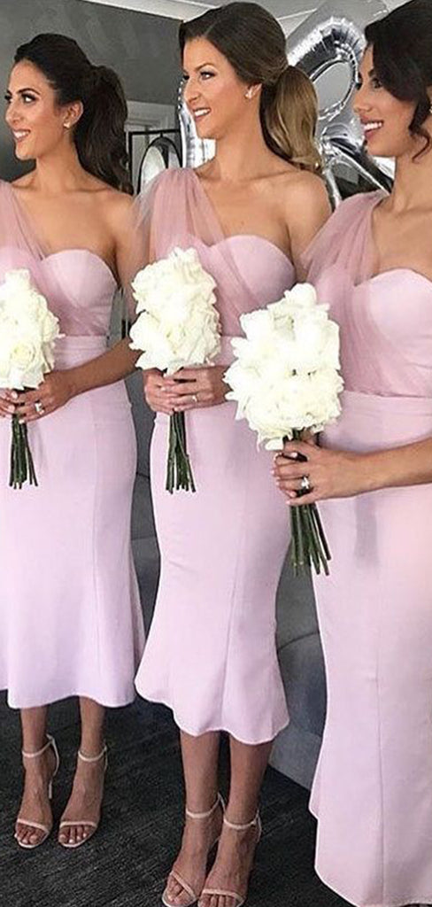 Elegant Pink  Mermaid Cheap Sweetheart Sleeveless Wedding Guest Bridesmaid Dresses,WGM343