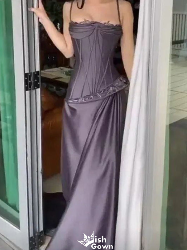 Formal Spaghetti Strap Straight Across Mermaid Long Prom Dress Ideas, Evening Party Dresses,WGP1258