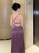 Sexy Purple One-Shoulder Sleeveless Mermaid Side Slit Long Prom Dress Ideas, Evening Party Dresses ,WGP1567