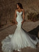 Sexy White Sweetheart Lace Mermaid Long Weddingc Dresses With Sweep Trailing ,WDH168