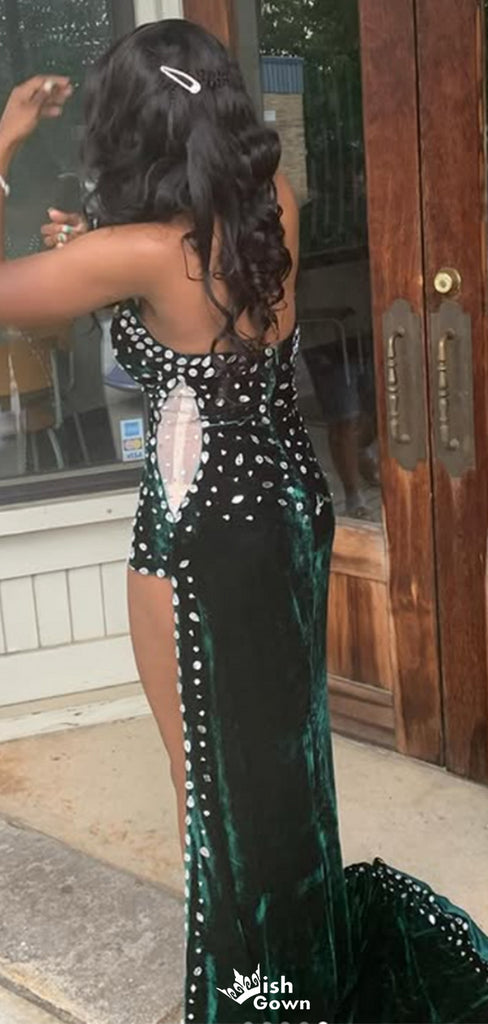 Sexy Deep V-neck Strapless Mermaid Unique Long Prom Dress Ideas, Evening Party Dresses,WGP1336