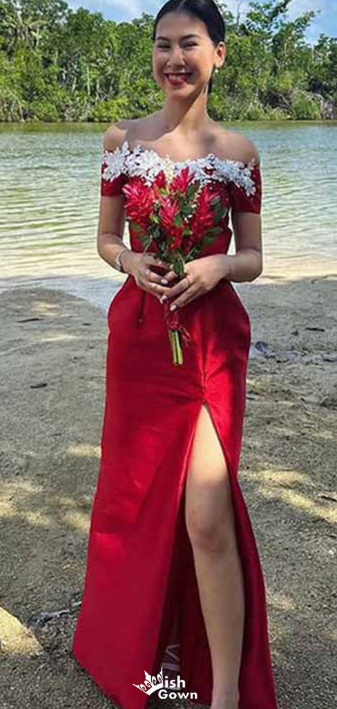 Formal Off-shoulder Lace Mermaid Long Prom Dress Ideas, Evening Party Dresses,WGP1392