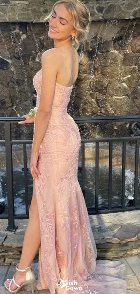 Elegant Straight Across Strapless Mermaid Long Prom Dress Ideas, Evening Party Dresses,WGP1404