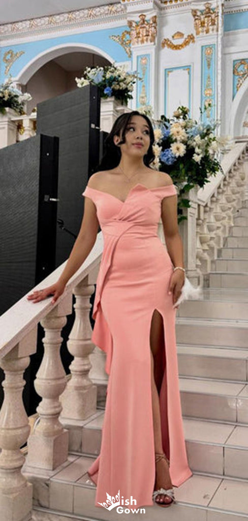 Elegant V-neck Off-shoulder Mermaid Long Prom Dress Ideas, Evening Party Dresses,WGP1433