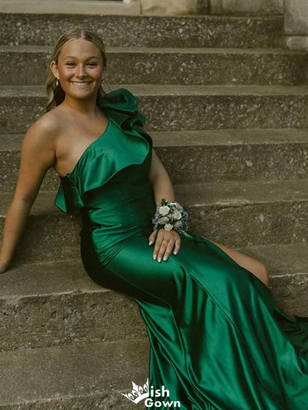 Elegant One-shoulder Mermaid Unique Long Prom Dress Ideas, Evening Party Dresses,WGP1468
