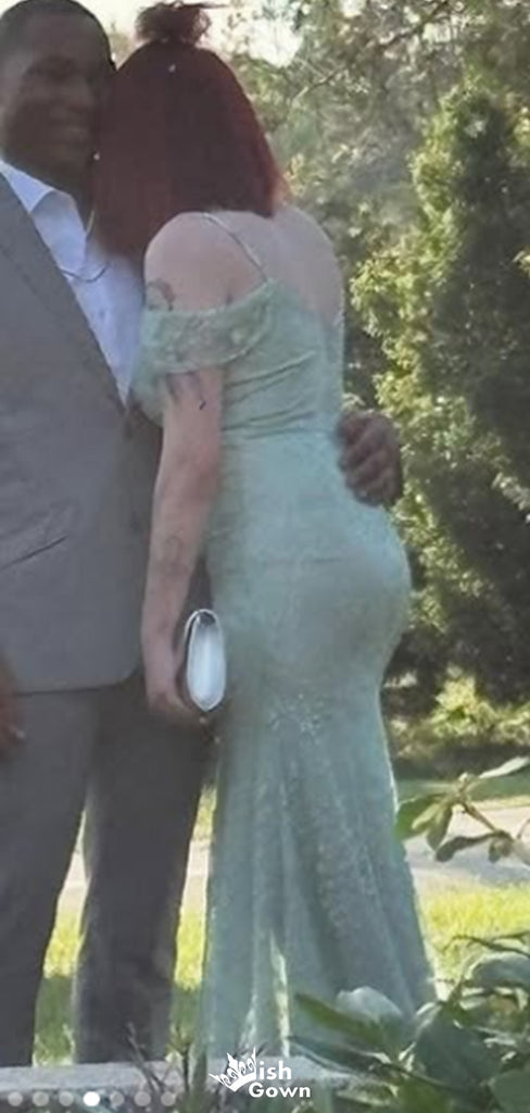 Elegant Off-shoulder Spaghetti Strap V-neck Mermaid Long Prom Dress Ideas, Evening Party Dresses,WGP1473