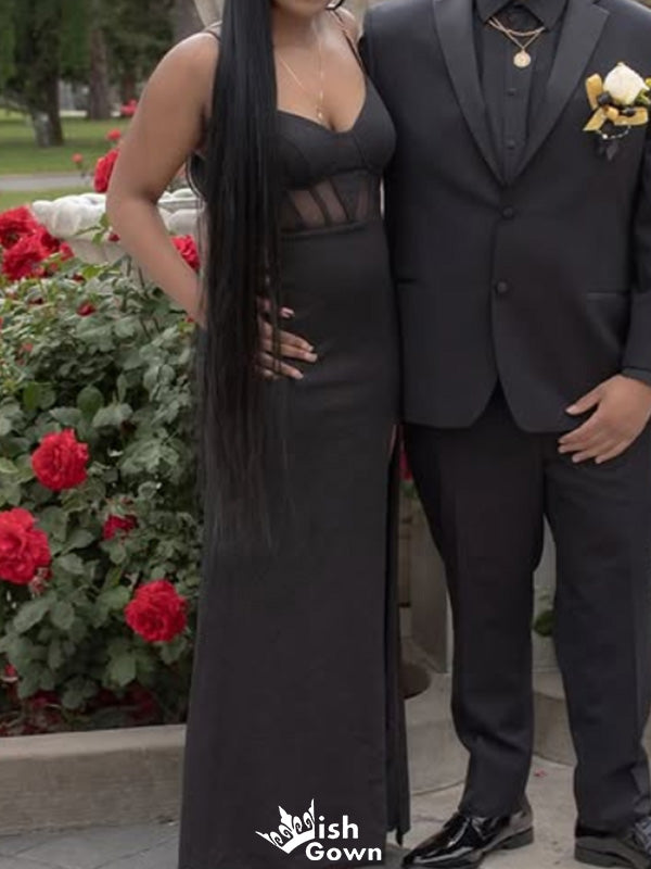 Formal Spaghetti Strap V-neck Mermaid Long Prom Dress Ideas, Evening Party Dresses,WGP1485