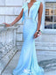 Elegant V-neck Notched Mermaid Long Prom Dress Ideas, Evening Party Dresses,WGP1491