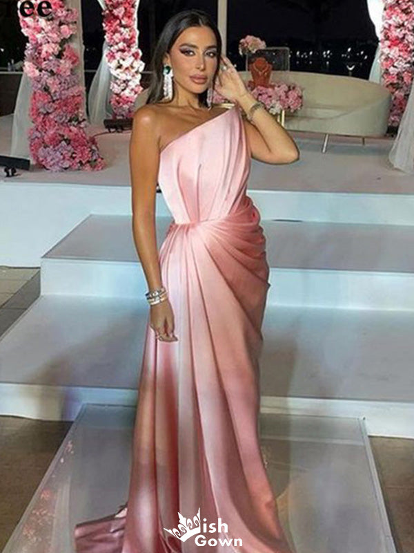 Elegant One-shoulder Mermaid Long Prom Dress Ideas, Evening Party Dresses,WGP1503