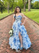 Elegant Blue Off-Shoulder A-Line Long Prom Dress Ideas, Evening Party Dresses , WGP1595