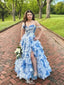 Elegant Blue Off-Shoulder A-Line Long Prom Dress Ideas, Evening Party Dresses , WGP1595
