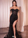 Sexy Black Off-Shoulder Sleeveless Mermaid Side Slit Long Prom Dress Ideas, Evening Party Dresses , WGP1573