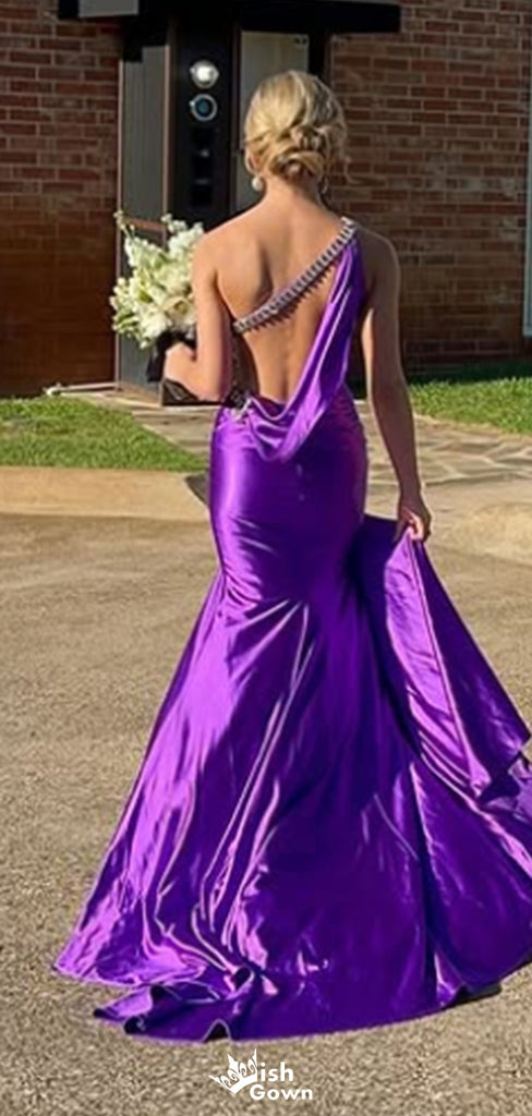 Gorgeous One-shoulder Mermaid Long Prom Dress Ideas, Evening Party Dresses,WGP1538