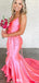 Elegant Spaghetti Strap V-neck Mermaid Long Prom Dress Ideas, Evening Party Dresses,WGP1542
