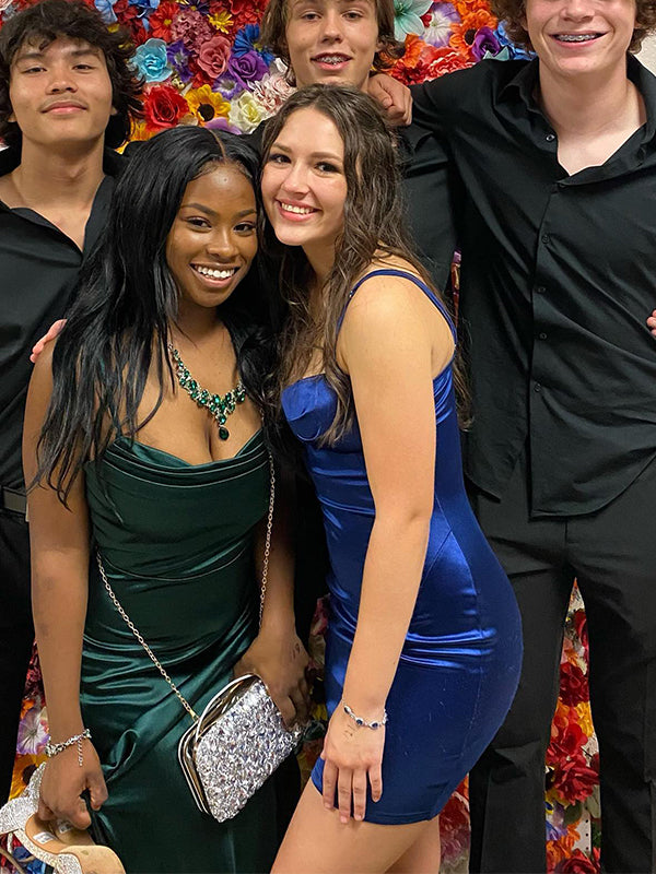 Sexy Blue Spaghetti Strap Mermaid Long Sleeve Popular Cheap Short Homecoming Dresses, EPT248