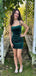 Sexy Green Spaghetti Strap Mermaid Long Sleeve Popular Cheap Short Homecoming Dresses, EPT249