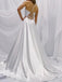 Simple White Spaghetti Strap A-Line V-Neck Long Sleeveless Long Party Prom Dresses,Evening Dress Online, WGP725