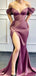 Sexy Purple Off-Shoulder Sleeveless Mermaid Side Slit Long Prom Dress Ideas, Evening Party Dresses , WGP1909