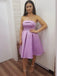 Elegant Purple Strapless Ball Gown Popular Cheap Short Homecoming Dresses, EPT260
