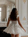Elegant White Lace Sweetheart Ball Gown Popular Cheap Short Homecoming Dresses, EPT259