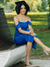 Elegant Blue Off-Shoulder Tight Side Slit Popular Cheap Short Homecoming Dresses, EPT266