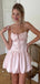 Cute Pink Spaghetti Strap Ball Gown Popular Cheap Short Homecoming Dresses, EPT263