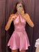 Sexy Pink Halter Strap Tight Popular Cheap Short Homecoming Dresses, EPT262