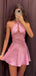 Sexy Pink Halter Strap Tight Popular Cheap Short Homecoming Dresses, EPT262
