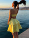 Elegant Yellow Spaghetti Strap Ball Gown Popular Cheap Short Homecoming Dresses, EPT265