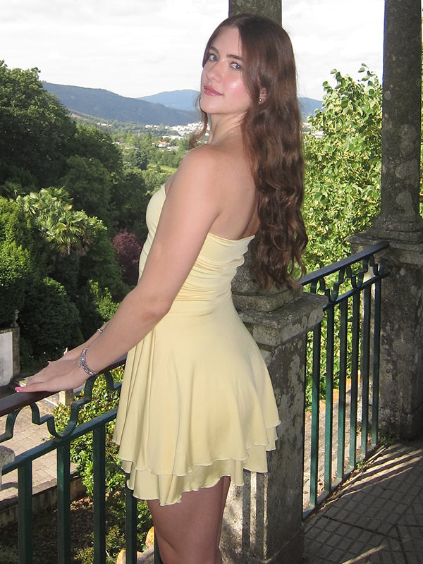 Elegant Yellow Strapless Tight Popular Cheap Short Homecoming Dresses, EPT267