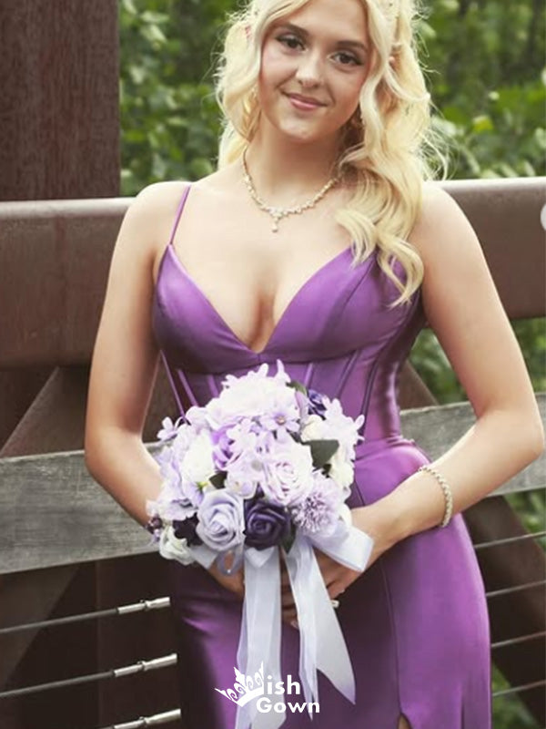 Elegant Spaghetti Strap V-neck Mermaid Long Prom Dress Ideas, Evening Party Dresses,WGP1640