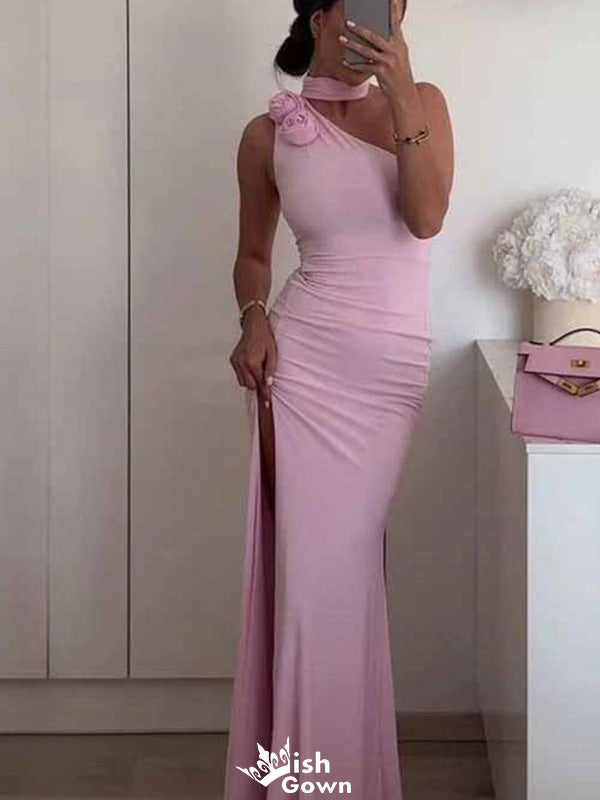 Elegant One-shoulder Mermaid Long Prom Dress Ideas, Evening Party Dresses,WGP1652