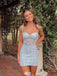 Sexy Spaghetti Strap Sweetheart Lace Sheath Mini Homecoming Dress,EPT321