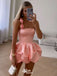 Sexy  Pink Square Ball Gown Tight Flower Popular Cheap Short Homecoming Dresses, EPT278