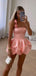 Sexy  Pink Square Ball Gown Tight Flower Popular Cheap Short Homecoming Dresses, EPT278