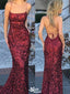 Elegant Red Spaghetti Strap Mermaid Long Sleeveless Long Party Prom Dresses,Evening Dress Online, WGP789