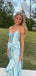 Sexy Baby Blue Spaghettti Strap Mermaid Side Slit Long Sleeveless Long Party Prom Dresses,Evening Dress Online, WGP792