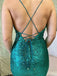 Sexy Green Spaghetti Strap Tight Popular Cheap Short Homecoming Dresses, EPT298