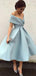 Elegant Baby Blue Off Shoulder Ball Gown Popular Cheap Short Homecoming Dresses, EPT297