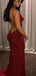 Sexy Red V-Neck Spaghetti Strap Mermaid Long Sleeveless Long Party Prom Dresses,Evening Dress Online, WGP801