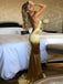 Sexy Golden Spaghetti Strap Mermaid Long Sleeveless Long Party Prom Dresses,Evening Dress Online, WGP799