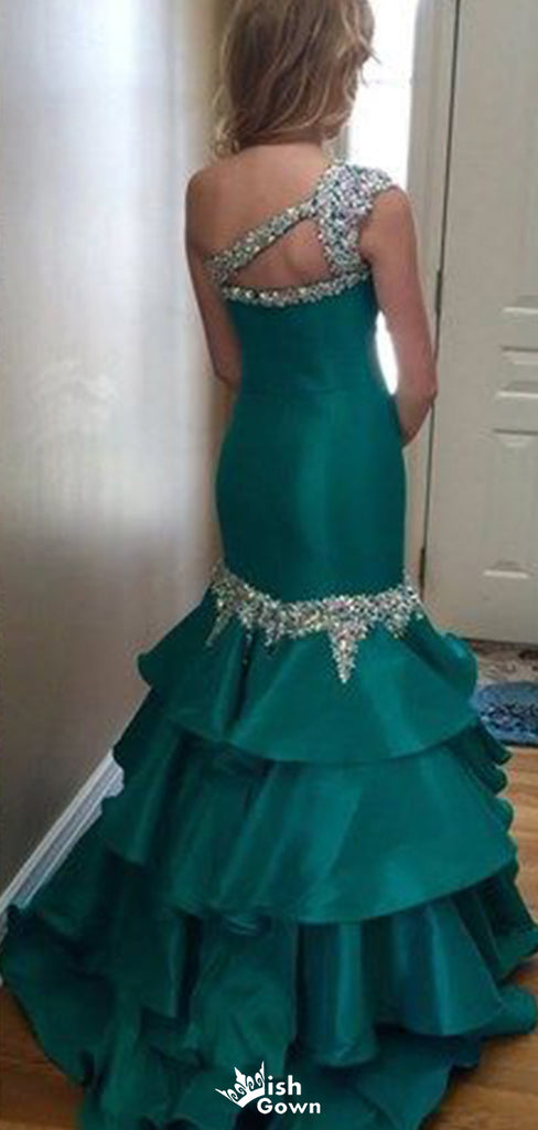 Elegant One-shoulder Mermaid Long Prom Dress Ideas, Evening Party Dresses,WGP1755