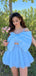 Cute Baby Blue Spaghetti Strap Ball Gown Popular Cheap Short Homecoming Dresses, EPT300