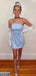 Elegant Baby Blue Strapless Tight Popular Cheap Short Homecoming Dresses, EPT305
